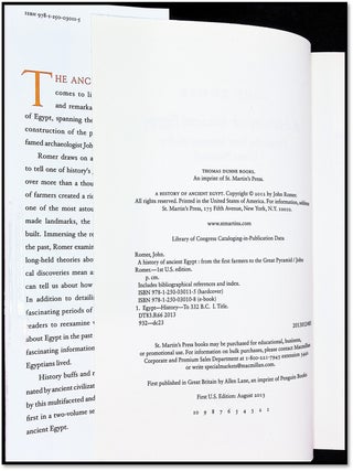A History of Ancient Egypt Volume I: From the First Farmers to the Great Pyramid Volume II: From the Great Pyramid to the Fall of the Middle Kingdom
