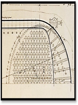 Master Technical Schematic for Marine Firebox Boiler, Steamer 'Lurline' Columbia River Steamboat Boiler Schematic [Master India Ink Drafting Linen]