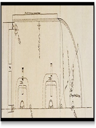 Master Technical Schematic for Marine Firebox Boiler, Steamer 'Lurline' Columbia River Steamboat Boiler Schematic [Master India Ink Drafting Linen]