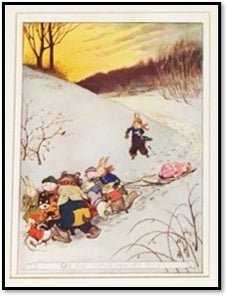 Off They Started Over the Snow &mdash; Original color print from Uncle Wiggily's Story Book