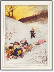 Item #22351 Off They Started Over the Snow &mdash; Original color print from Uncle Wiggily's...