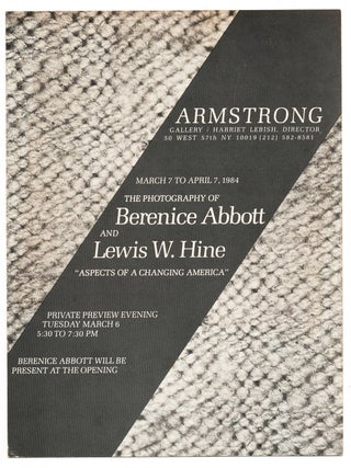 The Photography of Berenice Abbott and Lewis W. Hine: &lsquo;Aspects of a Changing America&rsquo; [Exhibition Announcement]