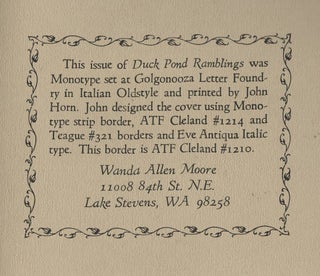 Duck Pond Ramblings, Number Seven