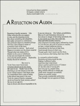 A Reflection On Auden [Signed Broadside &mdash; Poem Of The Month Club, Literary Memorial] [Signed by. Julian Symons.