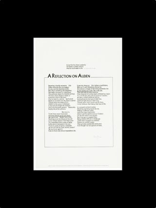 A Reflection On Auden [Signed Broadside &mdash; Poem Of The Month Club, Literary Memorial] [Signed by Julian Symons]