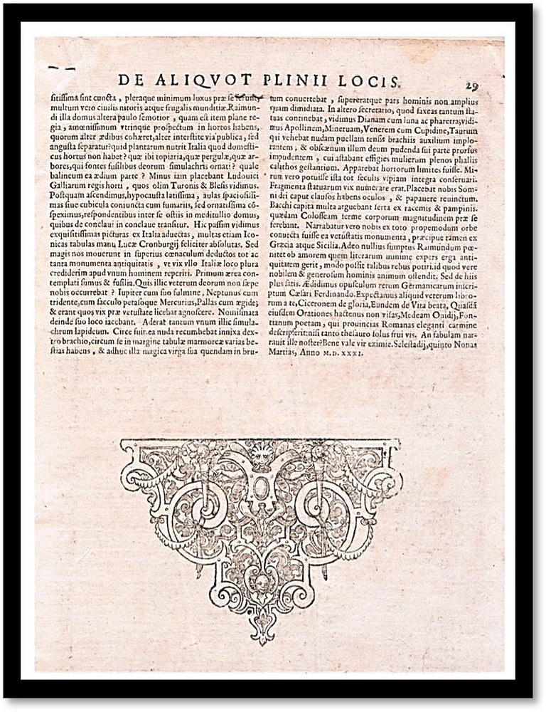 Natural History &mdash; Original 1531 Printed Leaf With Decorative Initial Device