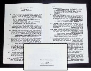 Whittington Press — Four Illustrated Prospectuses, 1986–1993, with an Earlier Proposed Publications Leaflet