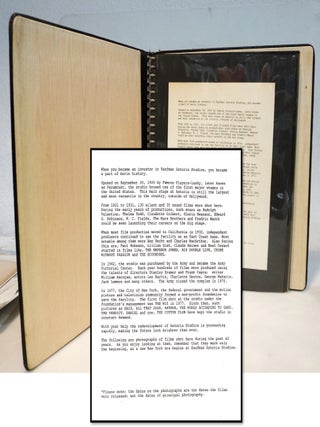 Astoria Studios 1920&ndash;1982 1982 [Custom Leather Binder] [34 Stills & Stamped Provenance] [NYC Landmark Historic Archive]