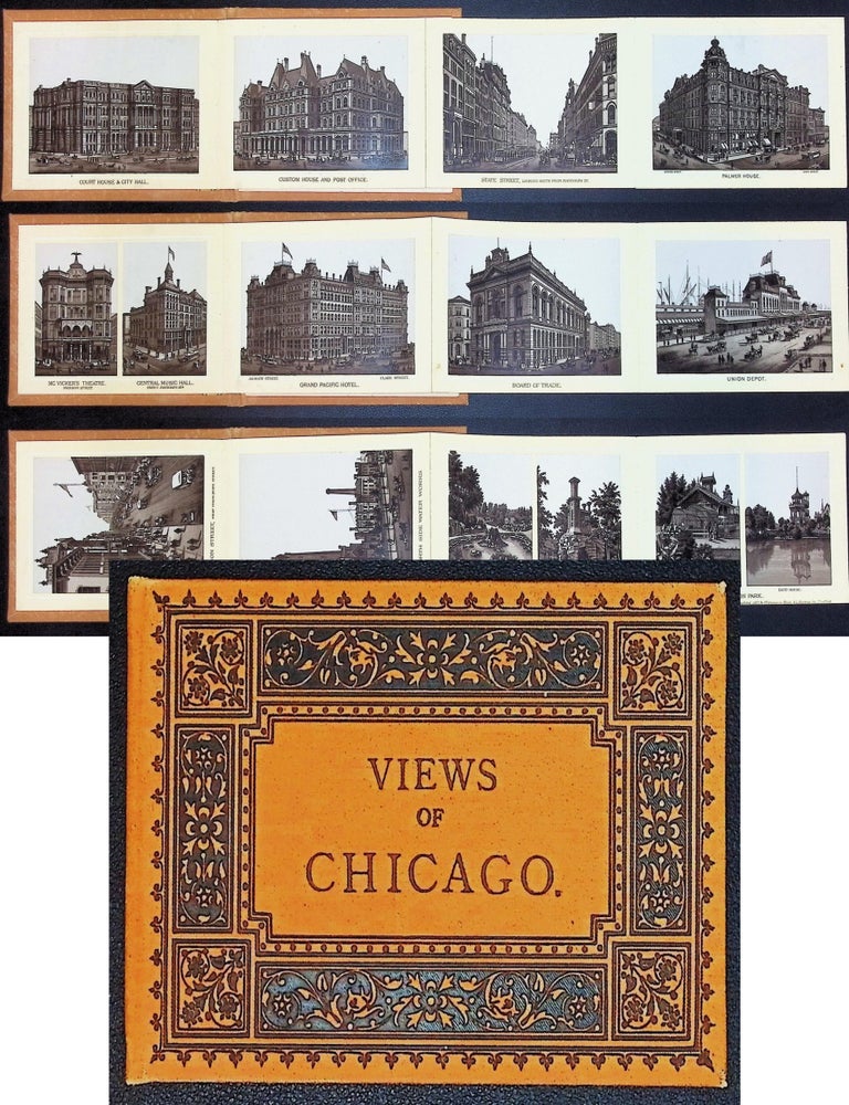 Views of Chicago [Souvenir accordion-fold view album, with photographic views reproduced by Louis...