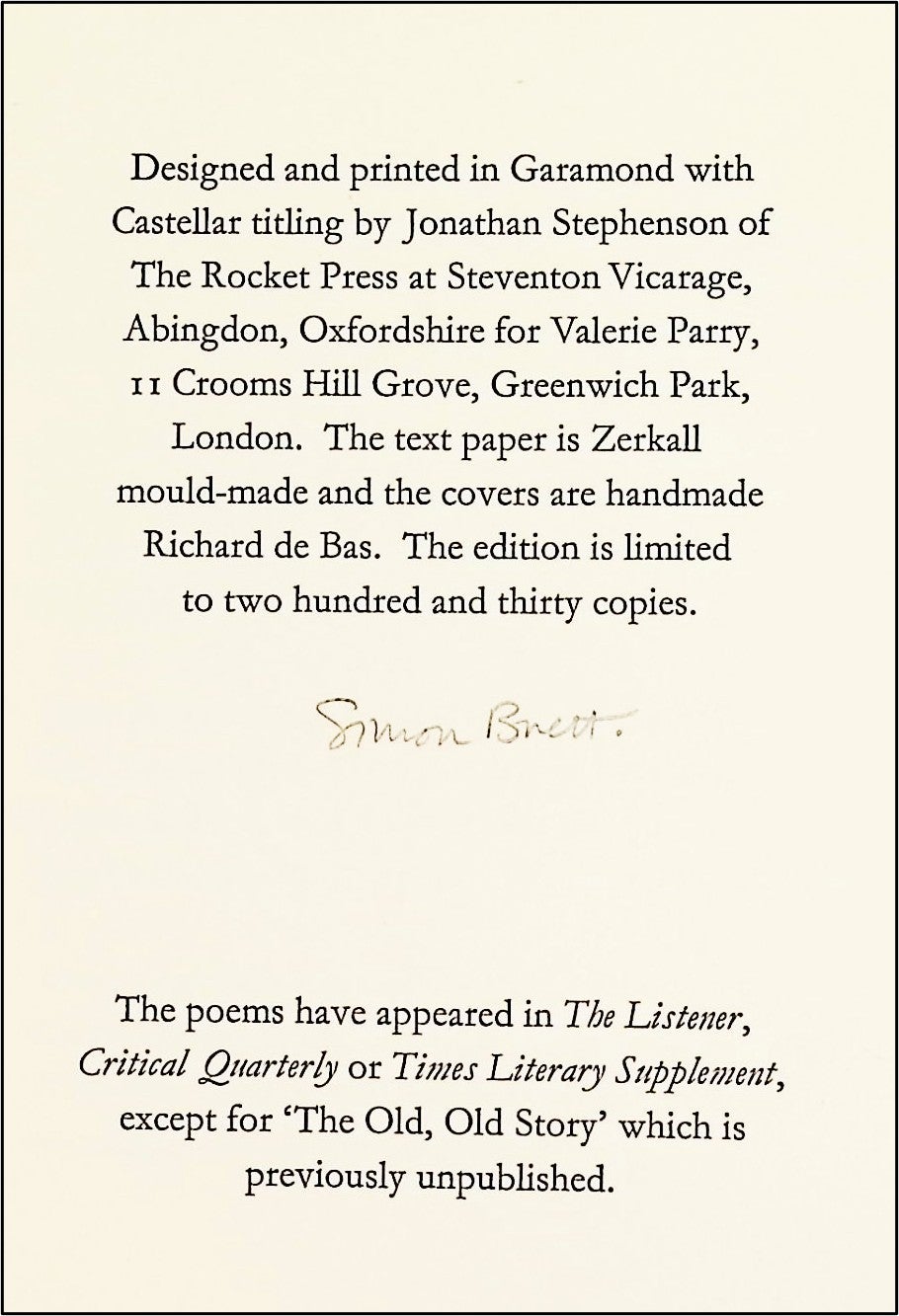 Private View Signed by Simon Brett — Rocket Press — One of 230
