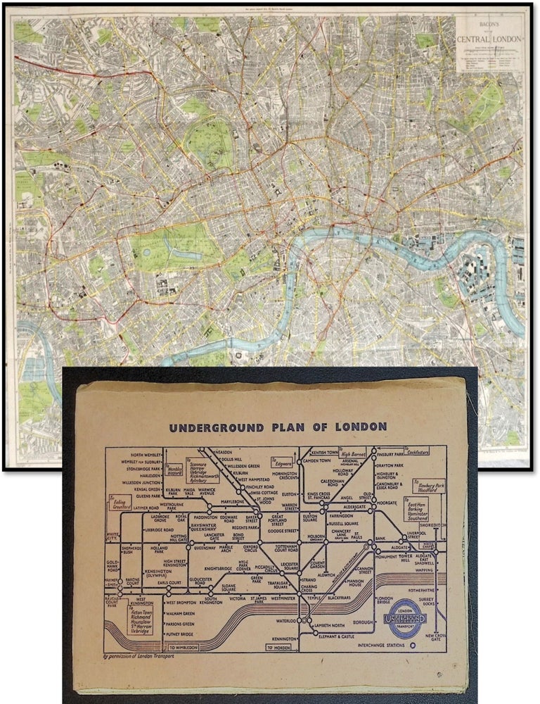 Bacon's Four Inch Map of Central London [Linen-Backed Folding Map &mdash; London Underground...