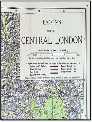 Bacon's Four Inch Map of Central London [Linen-Backed Folding Map &mdash; London Underground & Transit]