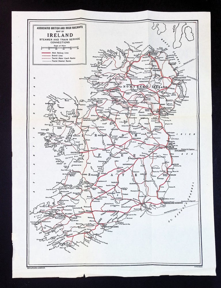 Map of Ireland: Steamer and Train Service Connections [Railway & Tourist Map