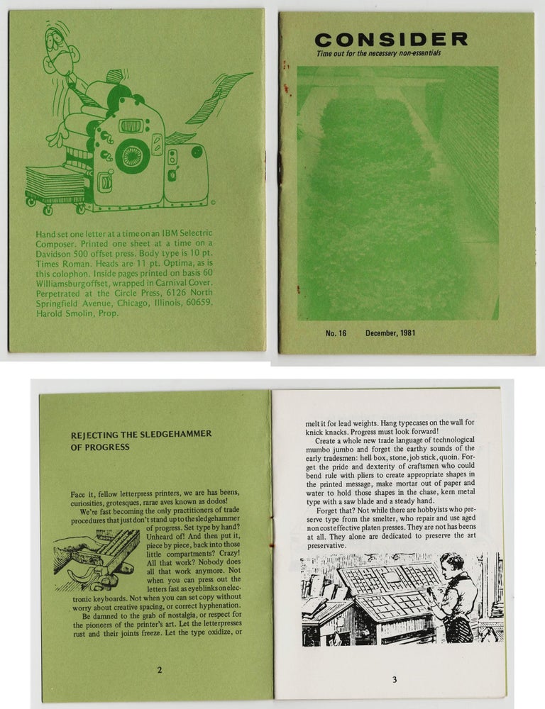 Consider: Time Out for the Necessary Non-Essentials. No. 16, December 1981 [Letter Press