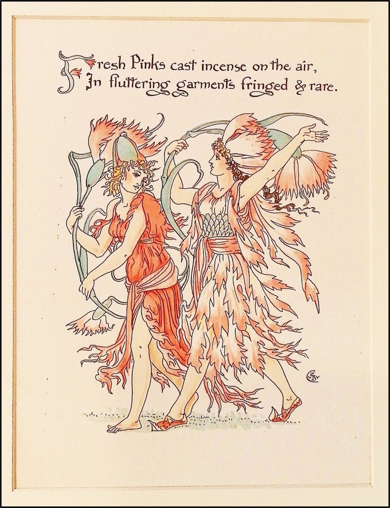 Flora&rsquo;s Feast: A Masque of Flowers: PINKS [Original Chromolithographic Matted Plate from the...