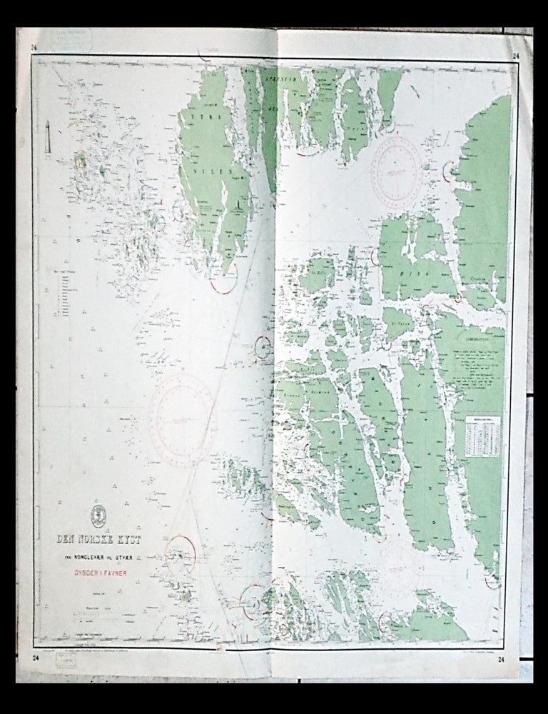 Norwegian Nautical Chart No. 24 &mdash; Corrected Working Chart &mdash; Den Norske Kyst: Fra R&oslash;nglev&aelig;r...