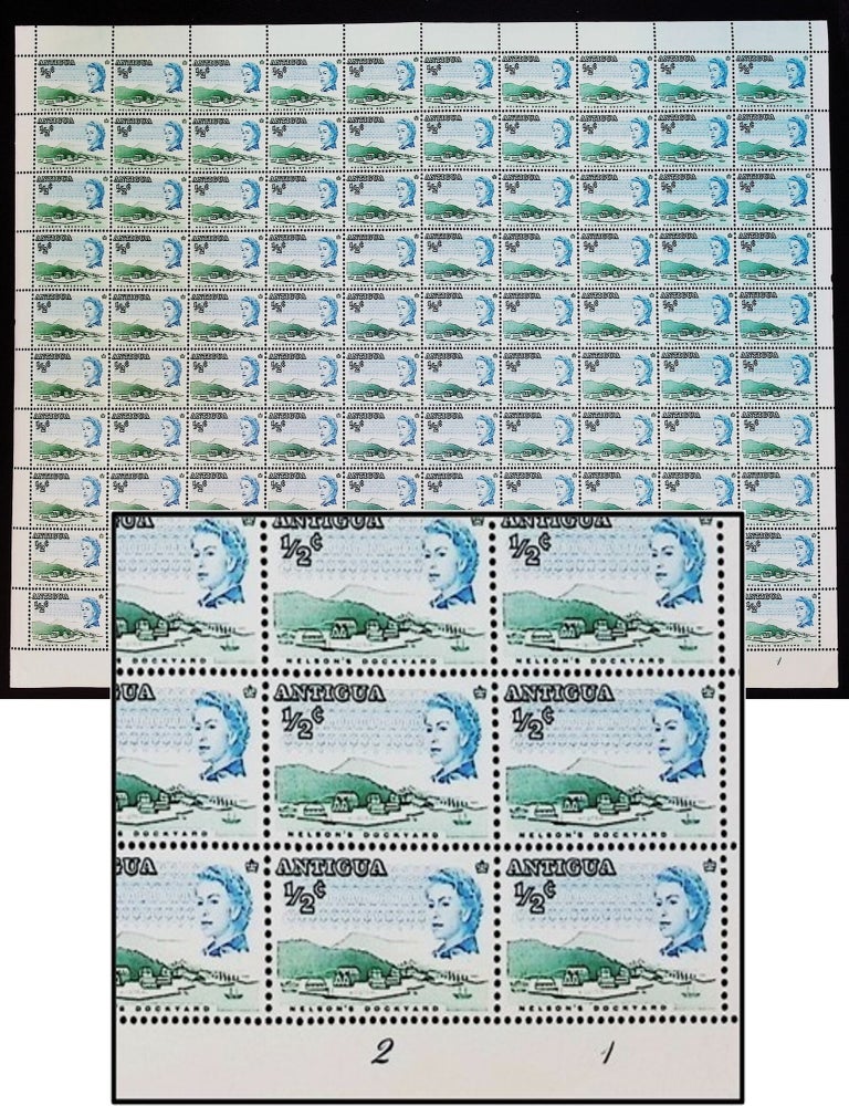 Antigua &mdash; Queen Elizabeth II &frac12; Cent Nelson's Dockyard Definitive Stamps [Group of 12...