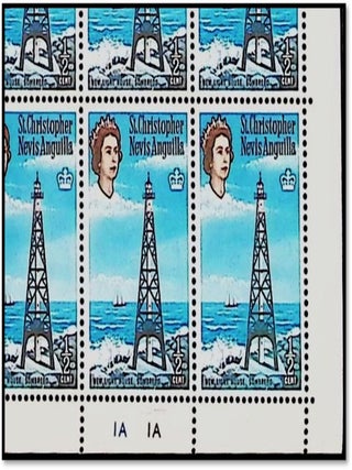 Queen Elizabeth II &frac12; Cent Sombrero Lighthouse Definitive Stamps &mdash; 1963 Group of 12 &mdash;Complete Mint Sheets &mdash; 600 Stamps