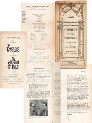 THE OFF-BROADWAY MANIFESTOS: Inscribed Presentation Libretto, Production Programs, Eric Bentley, Playwright.