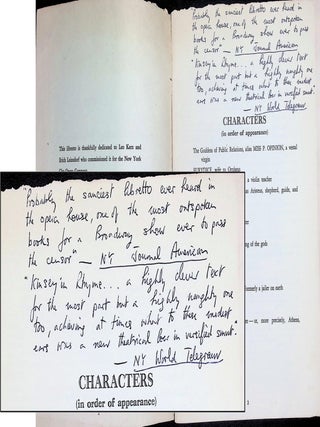 THE OFF-BROADWAY MANIFESTOS: Inscribed Presentation Libretto, Production Programs, Correspondence, and Private Ephemera