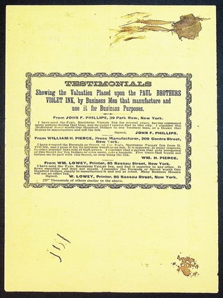 The Paul Brothers Violet Ink: The Most Valuable Household Secret Known [Advertising Broadside]