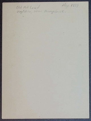 Old Mill Road, Hopkinton, New Hampshire &mdash; May 1899 [Original mounted photograph. Manuscript identification and date on verso]